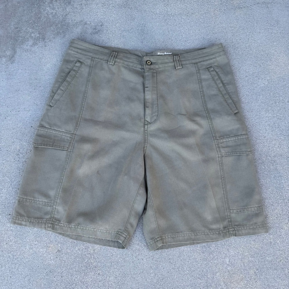 Tommy Bahama Relax Mens 36 Cargo Shorts Olive Green Textured